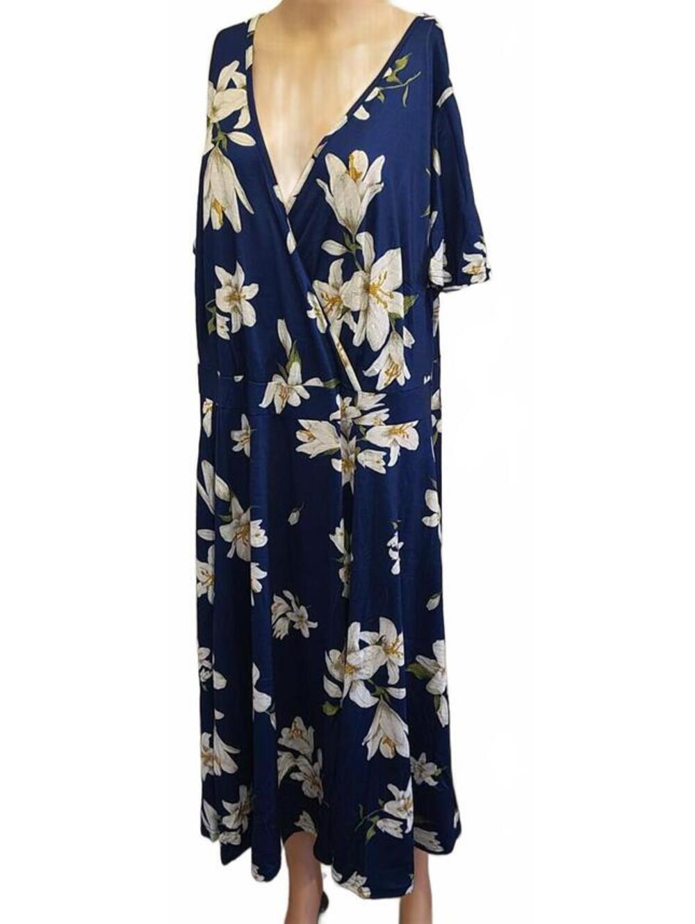 Women's Pinup Fashion Light Blue Multicolor Plus Size Dress Fashion 26W